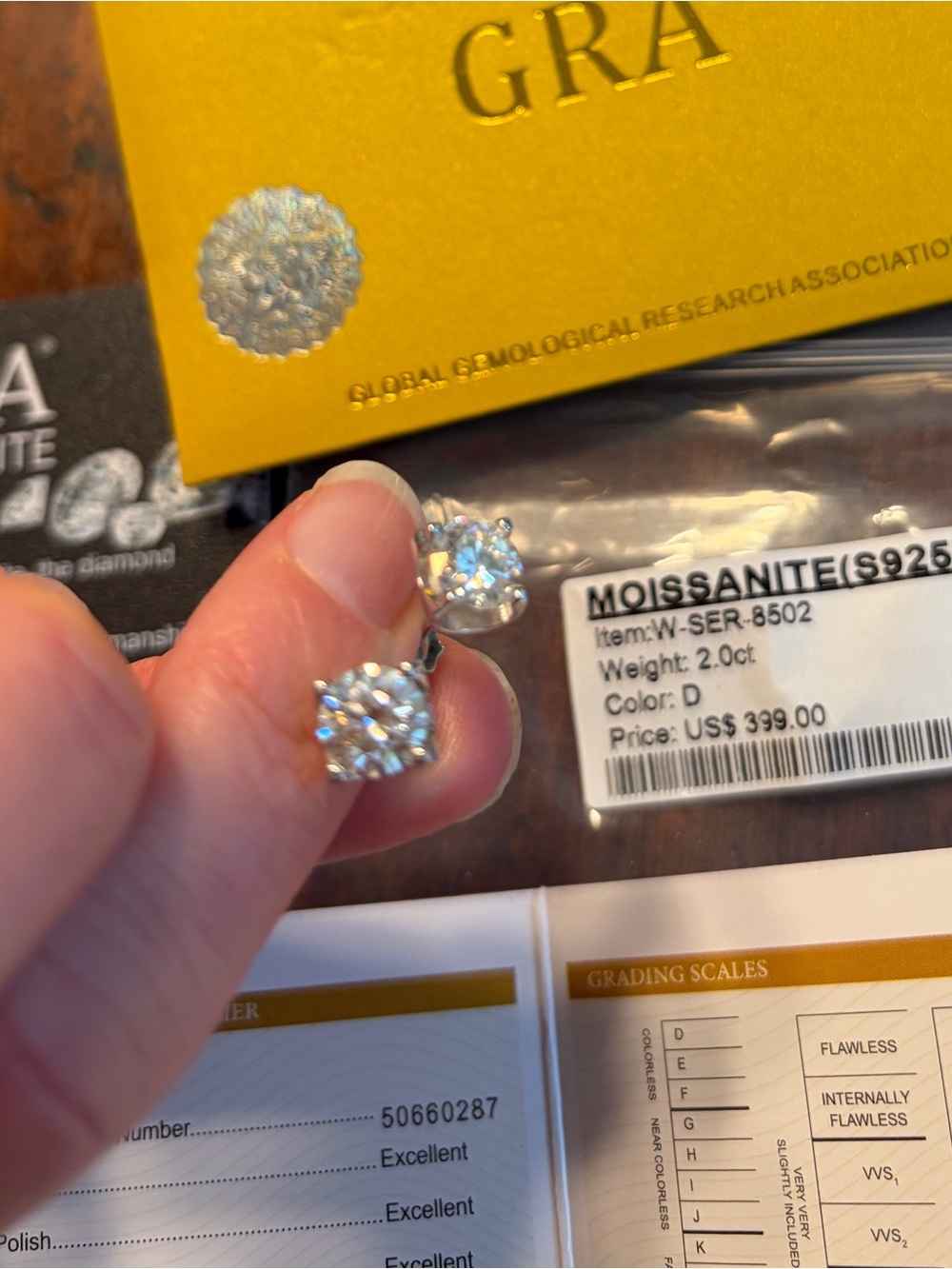 Certified Clear Moissanite 2ct total Stud Earrings set in Sterling Silver 925